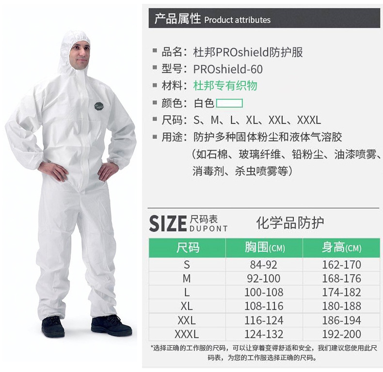 杜邦ProShield60防護(hù)服P6127S介紹