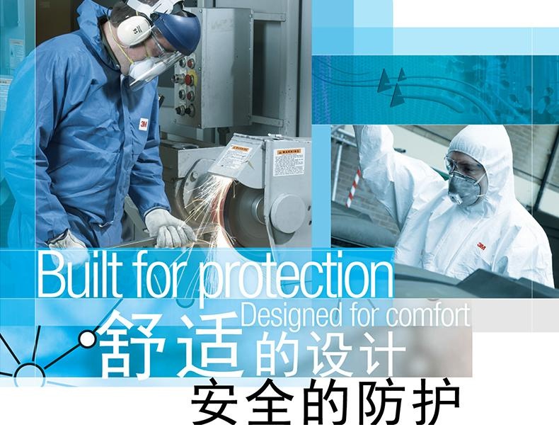 3M4565白色帶帽紅色膠條連體防護(hù)服使用